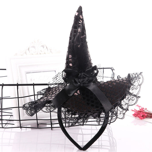 Diadema de Sombrero de Bruja para Halloween con Encaje y Lentejuelas - Image 15