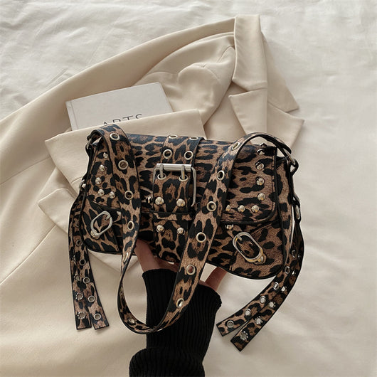 Bolso Bandolera Personalizado Estampado Leopardo Motocicleta para Mujer
