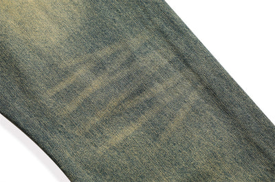 Jeans Vintage Holgados Teñidos Amarillo Barro para Hombre - Image 10