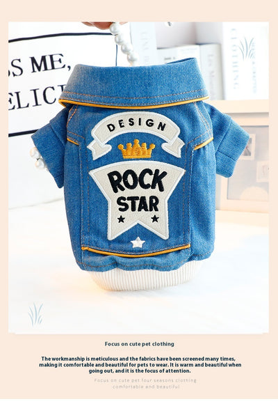 Abrigo de Mezclilla Bordado para Perro Pequeño - Ropa Teddy Elegante - Image 11