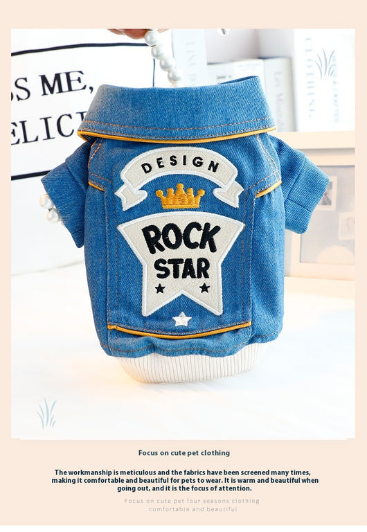 Abrigo de Mezclilla Bordado para Perro Pequeño - Ropa Teddy Elegante - Image 11