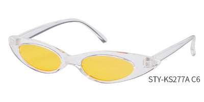 Clear frame cat eye sunglasses with bright yellow lenses, suitable for fashion wear and sun protection. - Image 30
