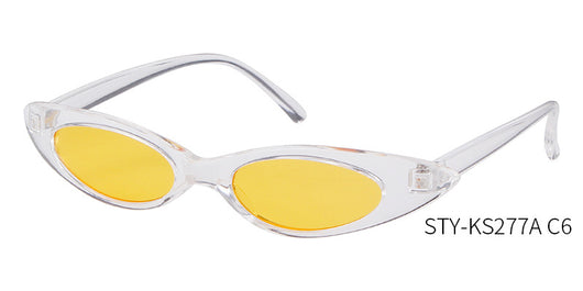 Clear frame cat eye sunglasses with bright yellow lenses, suitable for fashion wear and sun protection. - Image 30