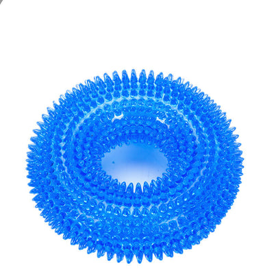 Blue spiky pet toy, a bite-resistant sounding ring made of TPR material for dogs and cats. - Image 2