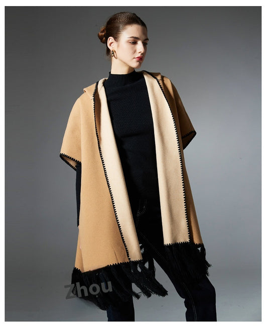 Poncho Hoodie con Borlas - Abrigo Versátil para Otoño e Invierno - Image 19