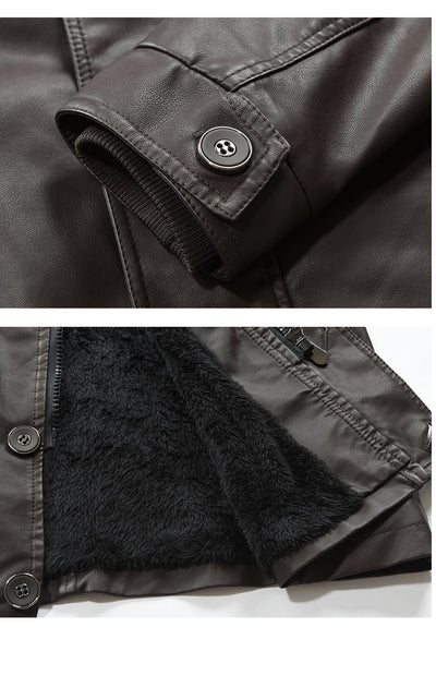 Abrigo Casual de Piel Sintética con Forro Polar para Hombre - Image 11