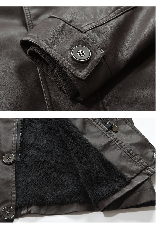 Abrigo Casual de Piel Sintética con Forro Polar para Hombre - Image 11