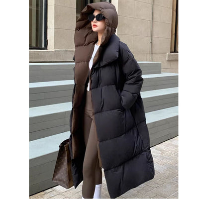 Abrigo Largo Impermeable con Capucha y Relleno de Plumón de Pato para Mujer - Image 3