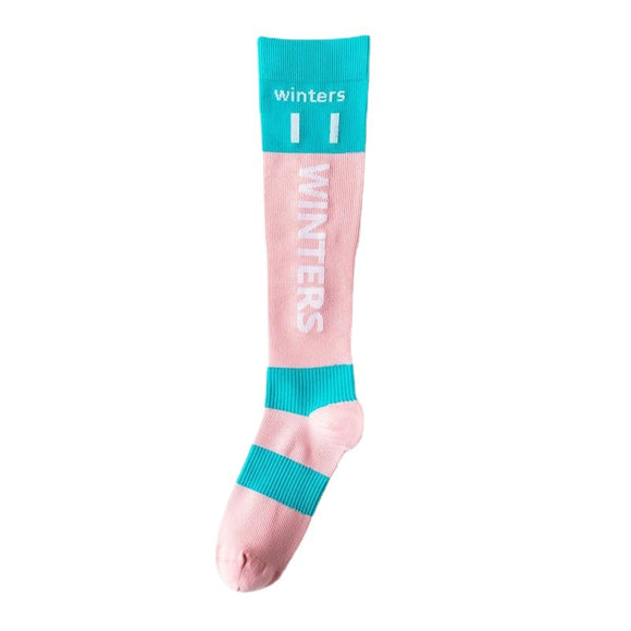 Medias de Compresión Deportiva Infantil con Diseño Patchwork de Contraste