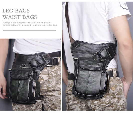Bolsa de Cintura de Cuero Curtido al Aceite Vintage para Hombre - Estilo Outdoor - Image 35