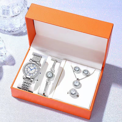 Juego de 5 Relojes para Mujer con Diamantes y Números Romanos - Image 4
