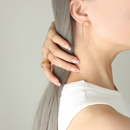 Aretes Cadena Estilo Europeo Americano en Forma de U - Image 2