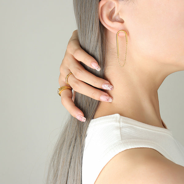 Aretes Cadena Estilo Europeo Americano en Forma de U