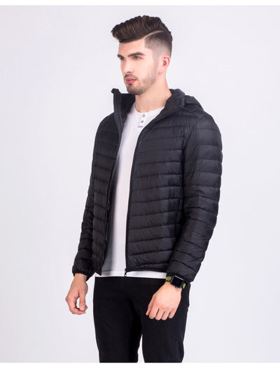 Chaqueta de Plumas Ligera para Hombre con Capucha Estilo Coreano - Image 10