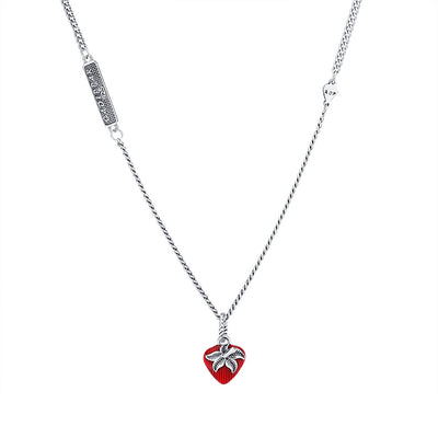 Collar Retro Francés con Dije de Fresa en Plata 925 y Esmalte - Image 9
