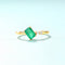 Anillo Cuadrado de Plata Esterlina con Ágata Verde y Baño de Oro 9K para Mujer