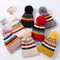 Gorro Tejido Grueso a Rayas con Combinación de Colores para Mujer
