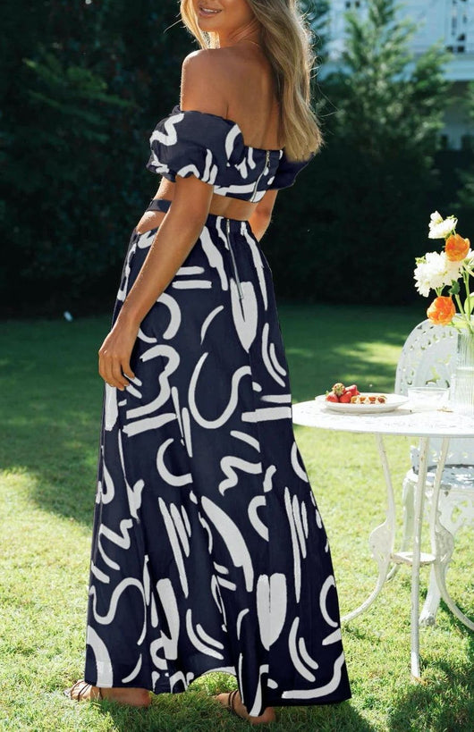 Traje Vestido Elegante con Mangas Abullonadas y Abertura Decorativa - Image 9