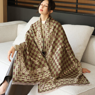 Bufanda de Cachemira Elegante Estilo Nacional Reversible Jacquard Doble Cara - Image 6