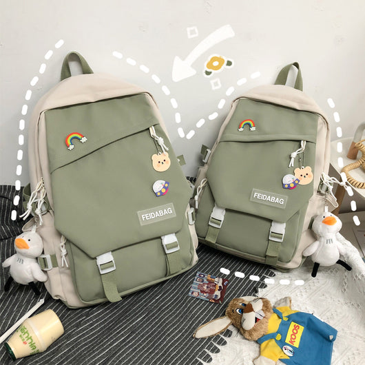 Mochila Escolar Femenina Estilo Coreano para Primaria y Secundaria - Image 9