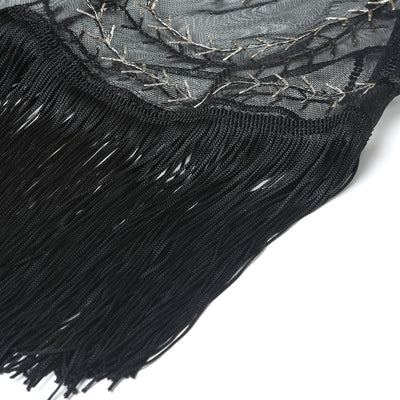 Blusa Capa Suelta con Flecos y Lentejuelas - Malla Transparente - Image 18