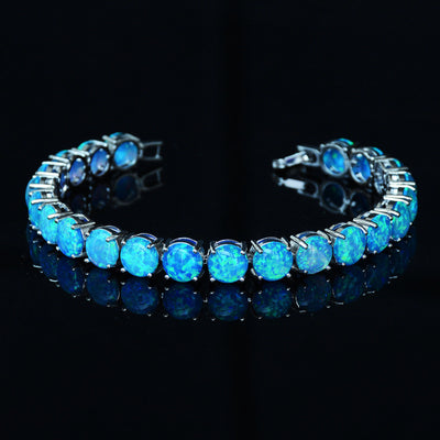 Pulsera de Ópalo Azul Blanco 8MM - Elegancia Natural - Image 5