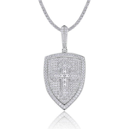 Collar Starlight Shield - Colgante de Moissanita S925 Plateado y Platinado