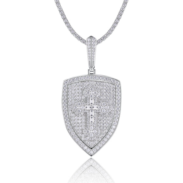 Collar Starlight Shield - Colgante de Moissanita S925 Plateado y Platinado