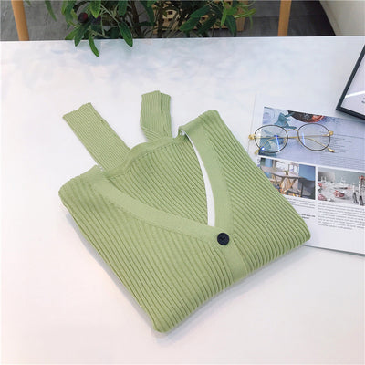 Cardigan Tejido Falsa Dos Piezas Mujer Cuello V Manga Larga - Image 61
