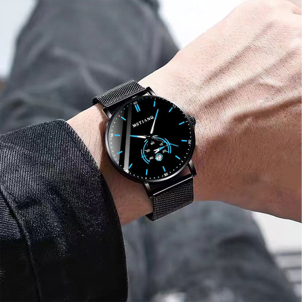 Cinturón Tecnológico de Acero Refinado con Calendario - Diseño Coreano Elegante Negro