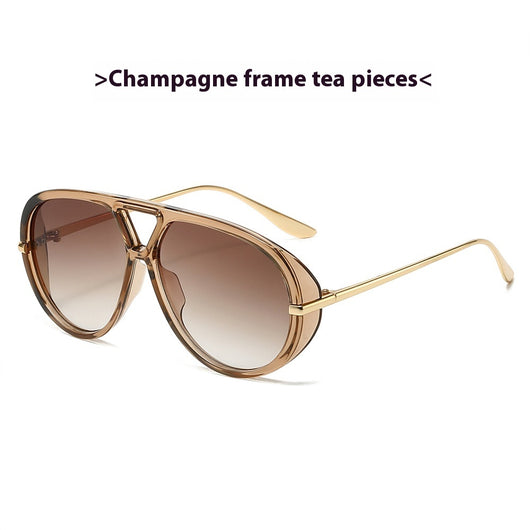 Retro aviator sunglasses with bright black frames, vibrant orange lenses, and sleek gold-colored metal temples. - Image 13