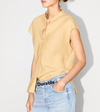 Blusa Lino Puro Cuello V Sin Mangas - Estilo Old Money Minimalista - Image 12