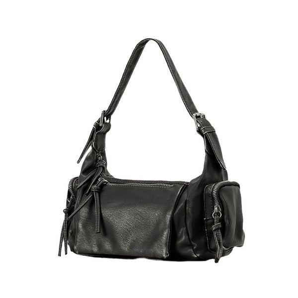 Bolso Mensajero Y2K Punk con Detalles Desgastados - Estilo Francés
