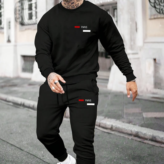 Conjunto de Sudadera Estampada y Pantalón de Fleece Casual