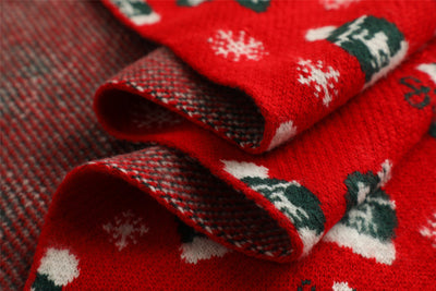 Bufanda Tejida Roja con Estampado de Reno y Copos de Nieve - Image 46