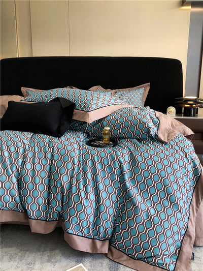 Juego de Cama de Algodón Pima de 4 Piezas Estampado - Image 7