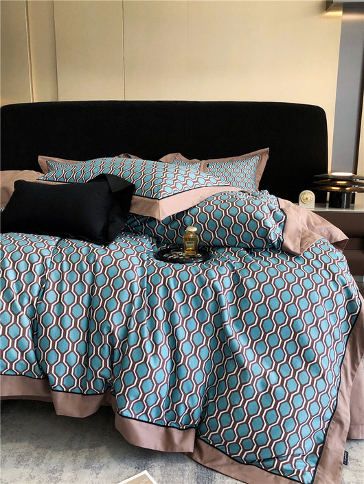 Juego de Cama de Algodón Pima de 4 Piezas Estampado - Image 7