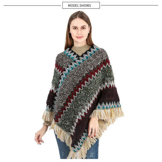 Poncho Étnico Multicolor Cálido para Otoño e Invierno - Image 26