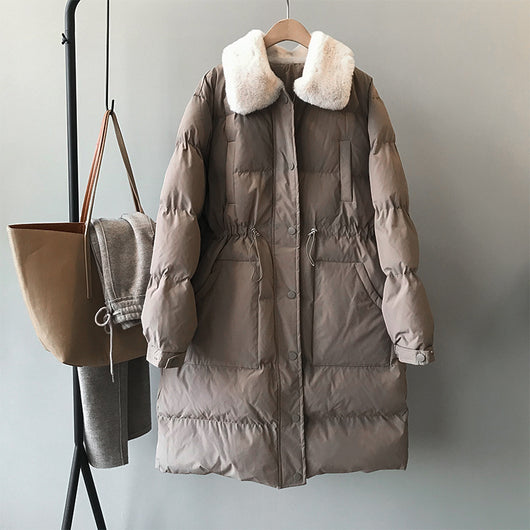 Chaqueta Larga de Algodón con Cuello de Piel de Conejo y Cintura Ajustable - Image 8