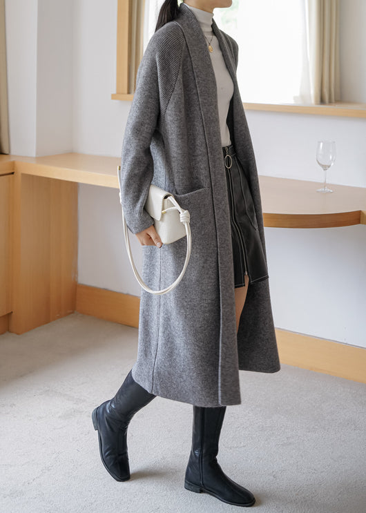 Cardigan Largo de Alpaca Grueso con Cinturón - Suéter Tejido Holgado para Mujer - Image 11