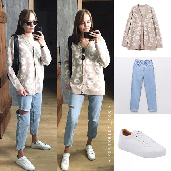 Cardigan Tejido Cuello V Otoño Invierno para Mujer