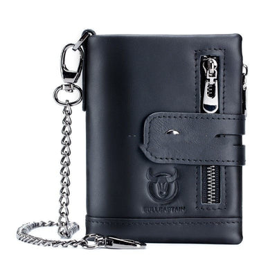 Billetera Retro de Cuero Genuino Bifold Compacta con Doble Cierre - Image 6