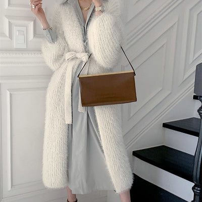 Cardigan Acolchado Largo Oversize para Mujer - Abrigo Tipo Sweater Hasta la Rodilla