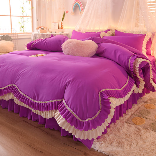 Juego de Cama Lujo Nude Princesa Durmiente con Encaje Floral - Juego de 4 Piezas - Image 12