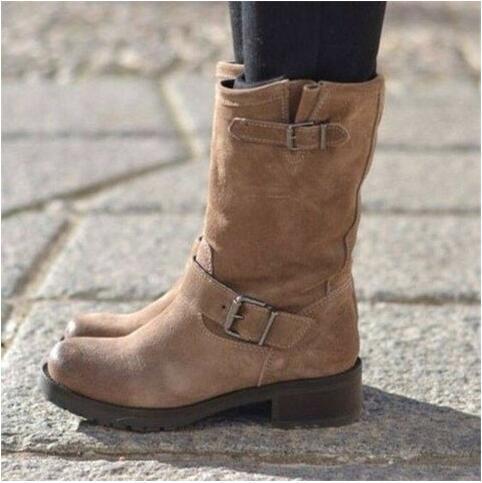 Botas Cuadradas Versátiles para Mujer - Tacón Bajo Caña Media - Image 5