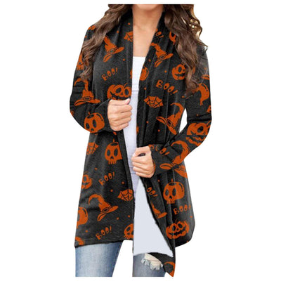 Abrigo Casual Versátil con Temática Halloween para Mujer - Image 12