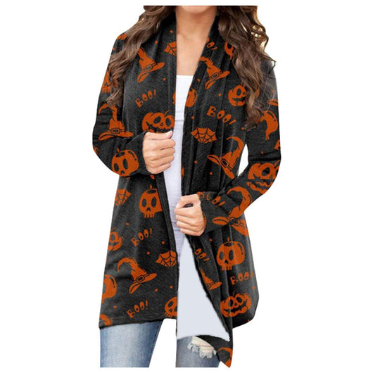 Abrigo Casual Versátil con Temática Halloween para Mujer - Image 12