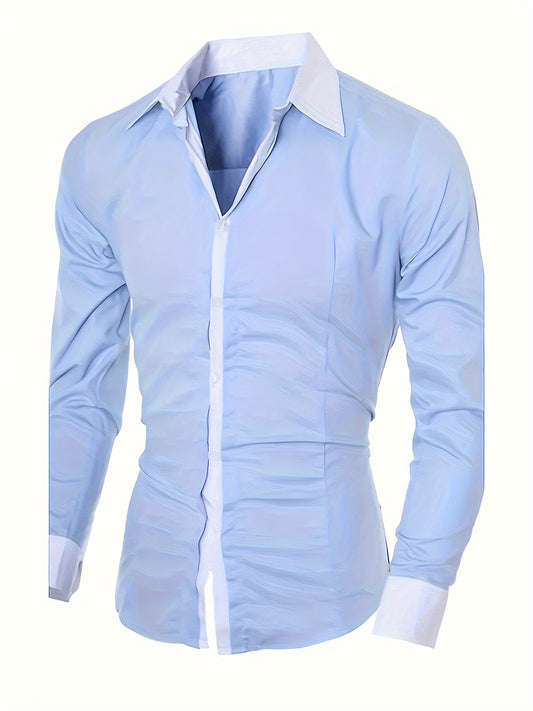 Camisa Ejecutiva Bicolor de Manga Larga para Adolescentes - Image 2