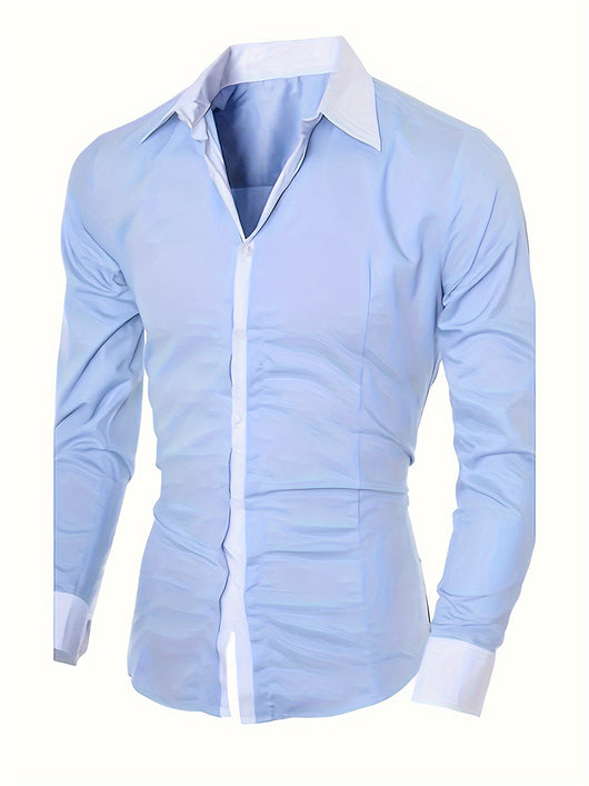 Camisa Ejecutiva Bicolor de Manga Larga para Adolescentes - Image 2