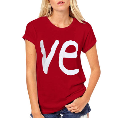 Playera Holgada de Cuello Redondo con Estampado para Parejas - Image 2